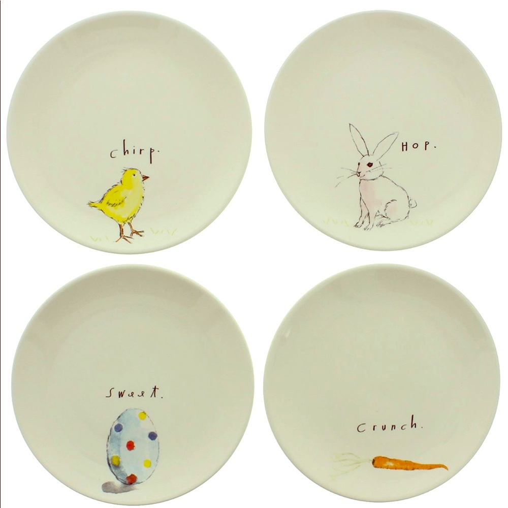 Rae Dunn Easter Plates Chirp, Hop, Sweet, Crunch